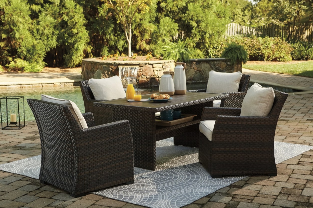 P455-625-820 4 Ashley Outdoor Easy Isle Outdoor Dining Table and 4 Chairs
