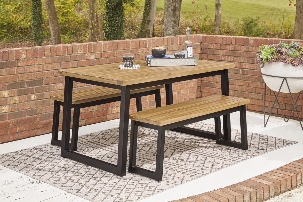 p220115 Ashley Furniture Town Wood Outdoor Dining Table Set