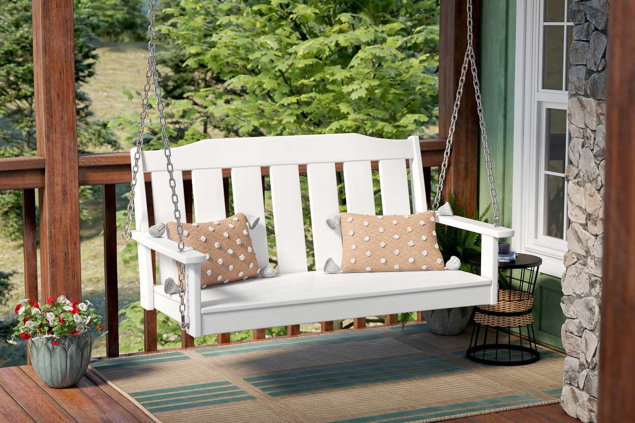 Polywood Oakport white outdoor patio swing 41465668